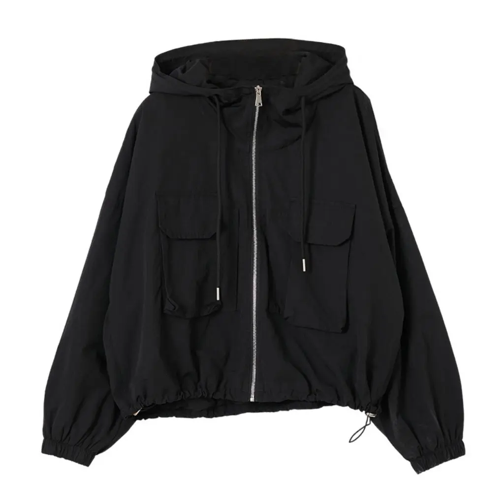 

Lizhiqi Women's Casual Hooded Coat Spring New Loose Slimming Solid Color Long Sleeve Western Style Workwear Top