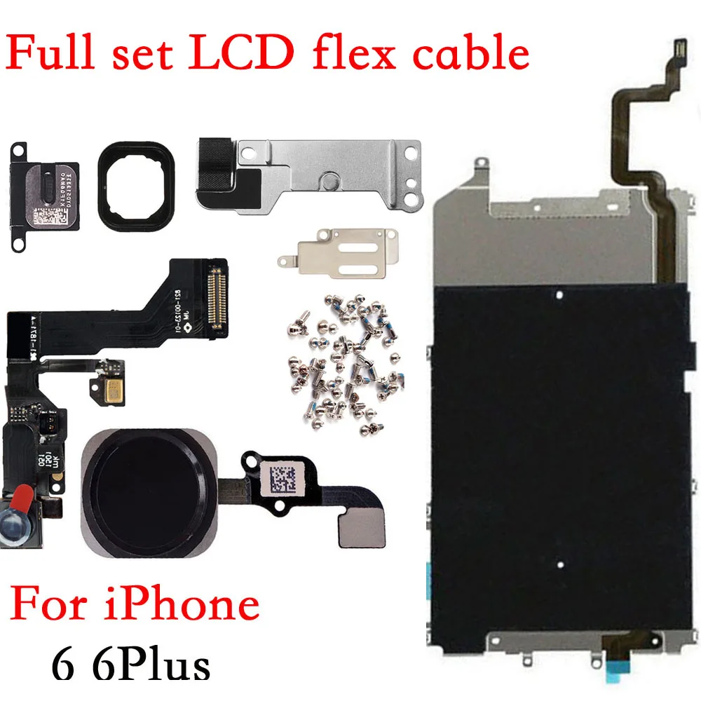 Full Set Screen LCD Parts For iPhone 6 6P 6s 7 8 Plus Front Camera Home Button Key Flex Cable Earpiece Complete Screws