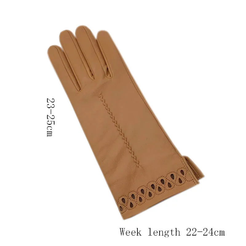 Winter Women\'s Fashion Sheepskin White Gloves Wrist Ladies New Yellow Genuine Leather Warm Wool Lined Leather Gloves Comfortable