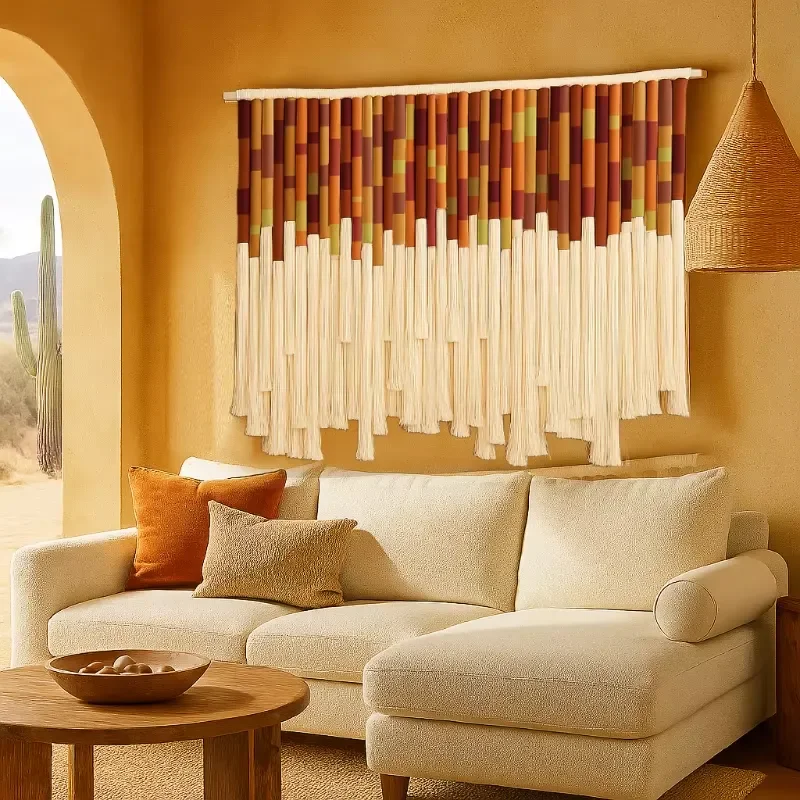 Hot Sale Wholesale Mexican Macram in Fiber Art for Counter Partition Provide Wall Tapestry As Wall at with Macrame and