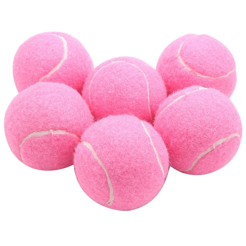 

6Pcs Pack Pink Tennis Balls Wear-Resistant Elastic Training Balls 66Mm Ladies Beginners Practice Tennis Ball For Club