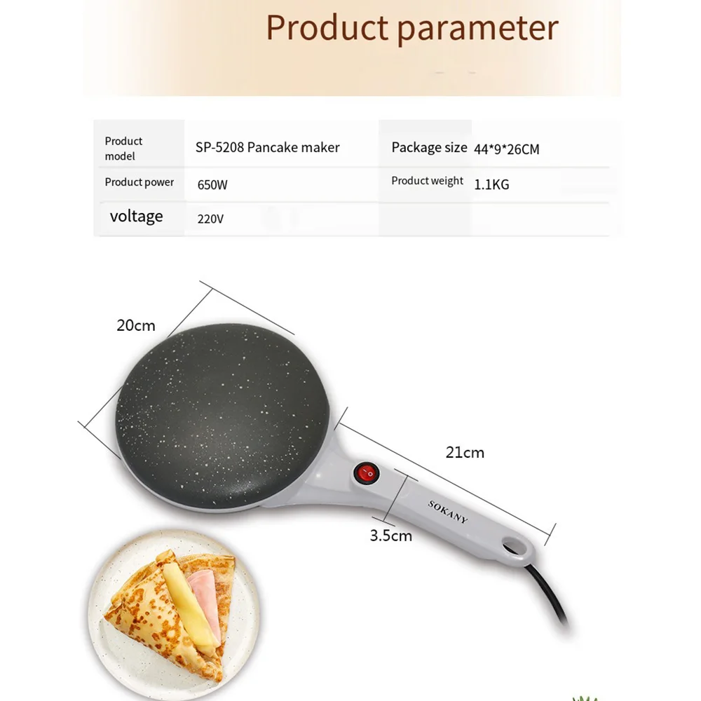 The Electric Pancake Maker Does Not Stick To The Cooking Surface with Automatic Temperature Control for Bacon Pancakes