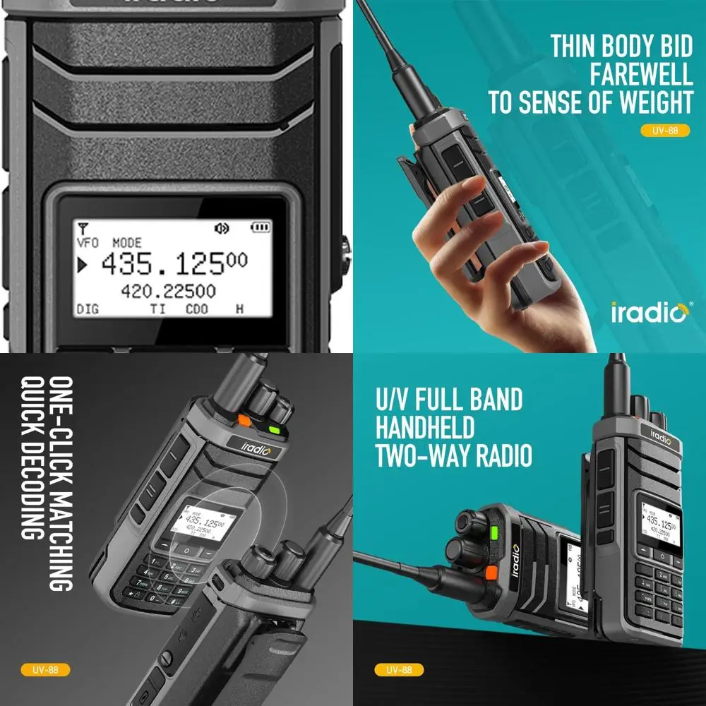 

Многодиапазонная двусторонняя радиостанция Iradio UV-88, двудиапазонная рация Ham и GMRS с 128 каналами, быстрая зарядка Type-C,