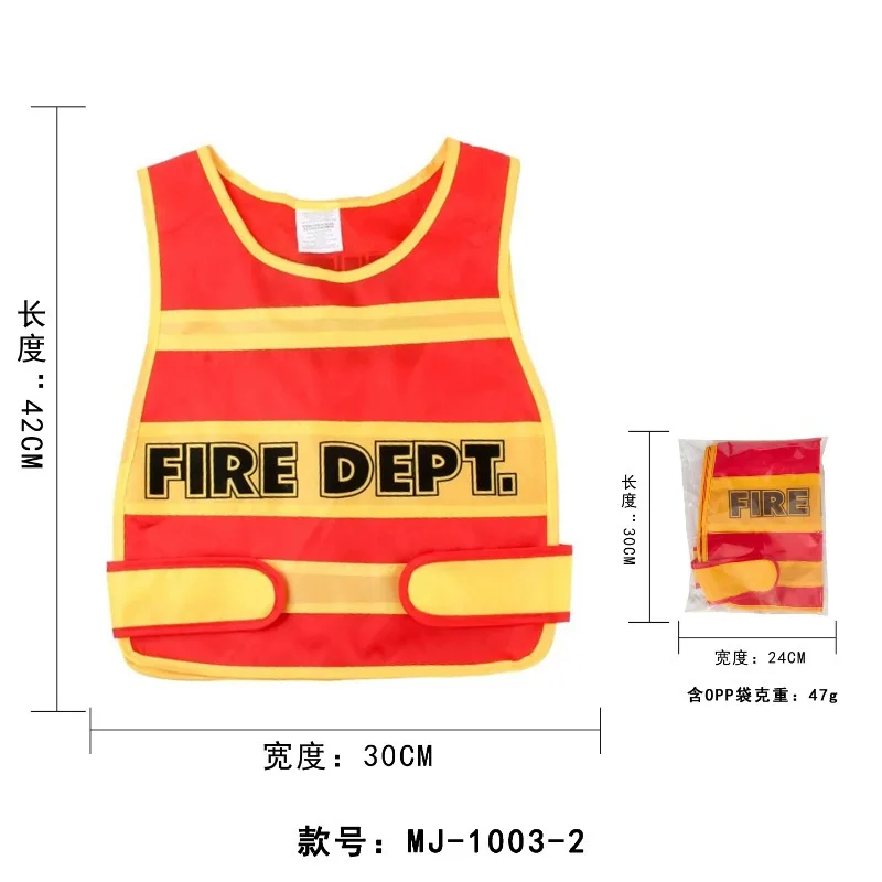 1-10set Firefighter Cosplay Costume Firefighter Hats and Vests Boys Fireman Dress up Fireman Theme Birthday Party Decor Supplies view 4