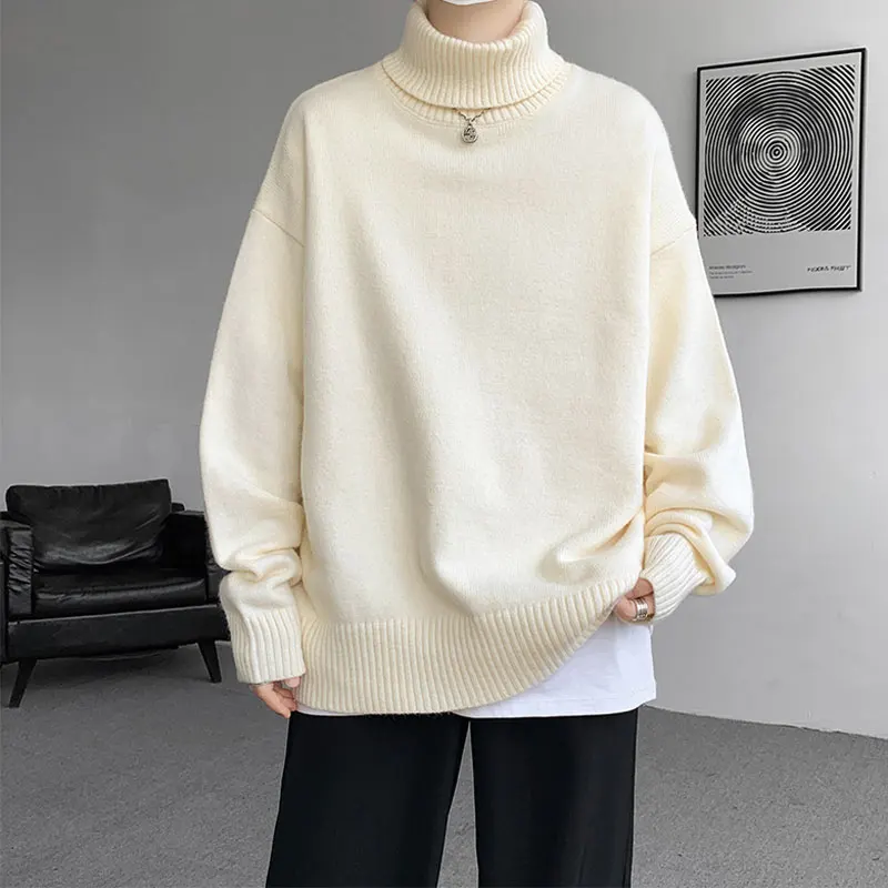 

Высокая горловина с винтовой резьбой в консервативном стиле, осень-зима, однотонный пуловер, свитер с длинными рукавами, вязаная мужская одежда, винтажные топы