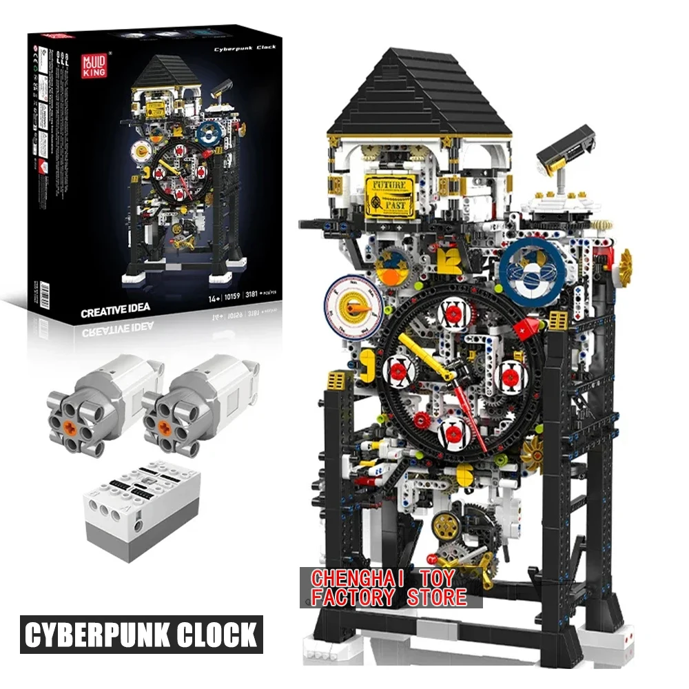 Mould King 10159, technisches Spielzeug, die motorisierte Cyberpunk-Uhr, Bausteine, kreative Ziegelsteine, Montage, Kinder, Weihnachtsgeschenke
