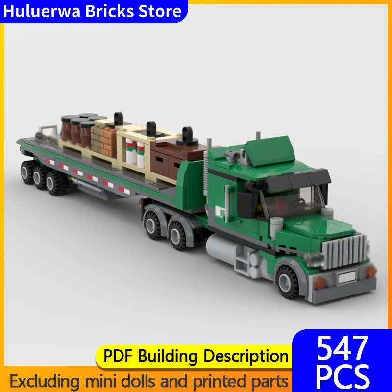 

Speed Hypercar Model MOC Building Bricks Cargo Truck & Flatbed Trailer Modular Technology Gifts Holiday Assemble Children Toys