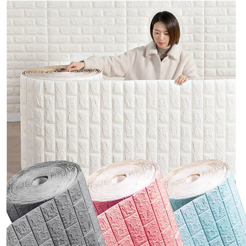 

1/3/5/10 M 3D Self-adhesive Wallpaper Stickers 3M Brick Wall Stickers Home Decor Wallpaper for Walls DIY Bedroom Papel De Parede