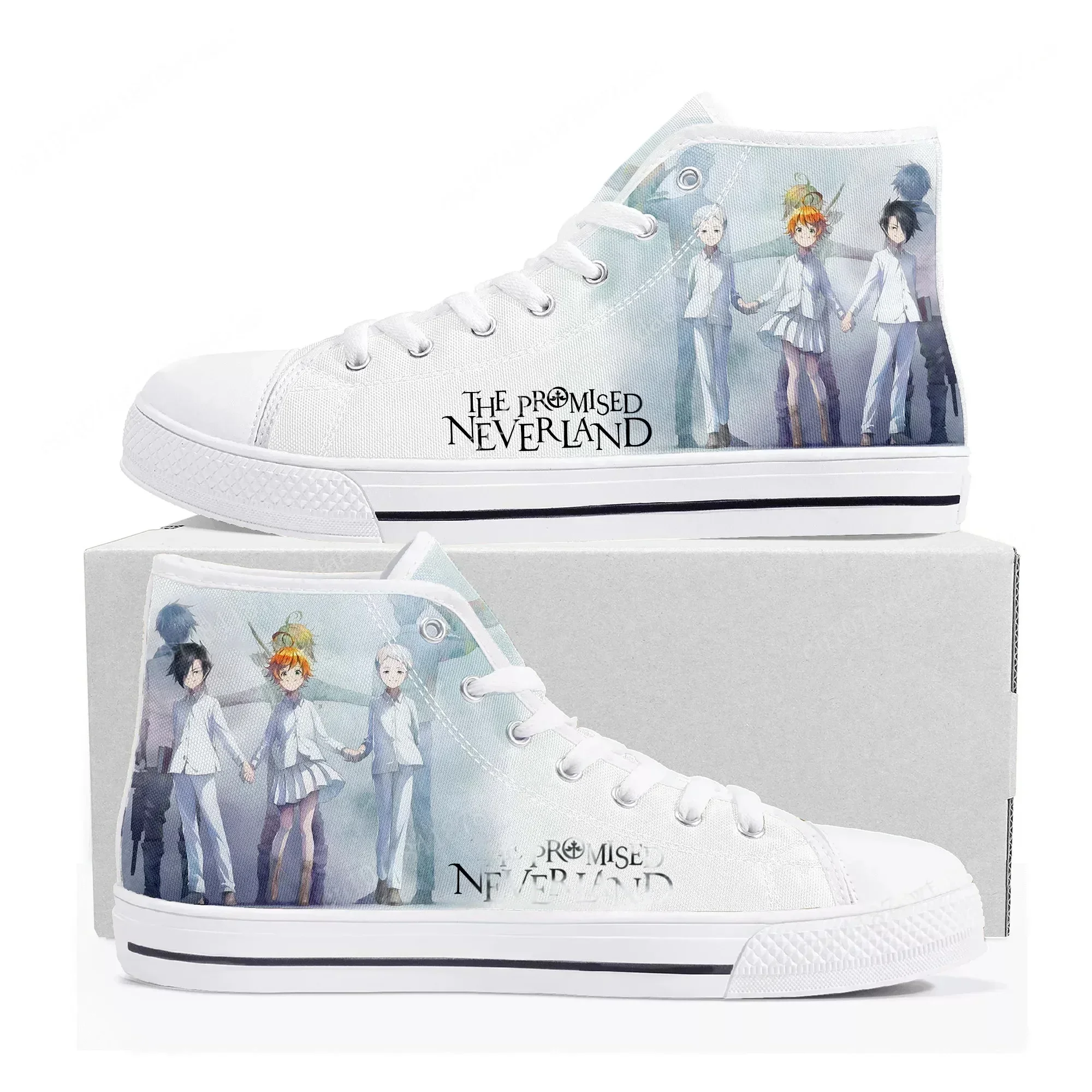 

Кроссовки The Promised Neverland Emma High Top для мужчин, женщин и подростков, высококачественные кеды из канваса с принтом комиксов и манги, парная обувь на заказ