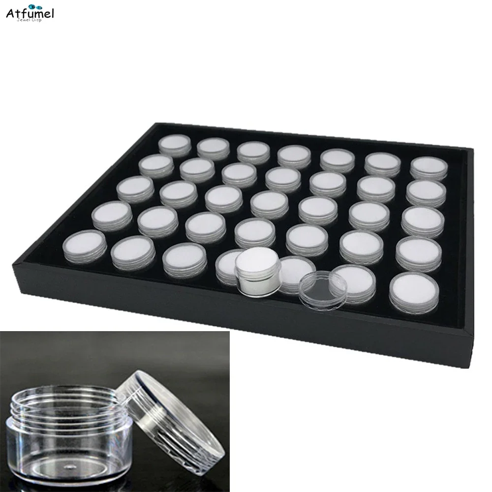 Clear Round Gemstone Piercing Jewelry Storage Box Diamond Display Tray Stone Beads Organizer Trinket Storage Container Showcase