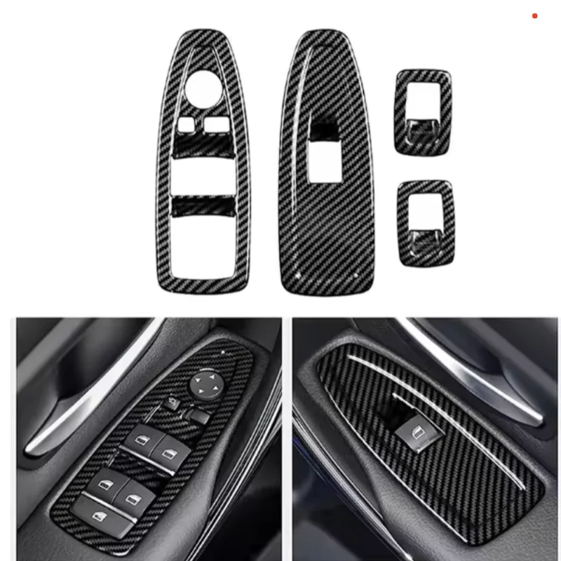 

LHD For BMW 3 Series F30 2013 - 2018 ABS Car Carbon Fiber Texture Interior Door Window Lift Switch Panel Cover Decoration Trim