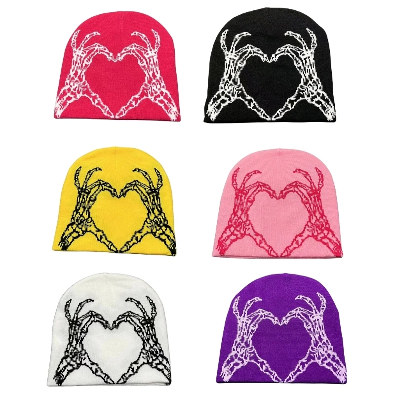 

Knitted Jacquard Gothic Pattern Hat Cute Students Outdoor Cycling Skiing Hat Lovely Cold Winter Keep Warm Hat for Couple