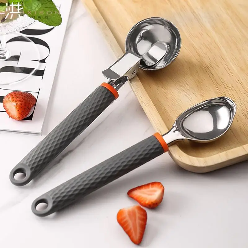 Premium Ice Cream Scoop With Trigger Ice Cream Scooper Stainless Steel, Heavy Duty Metal Icecream Scoop Spoon Kitchen Gadget