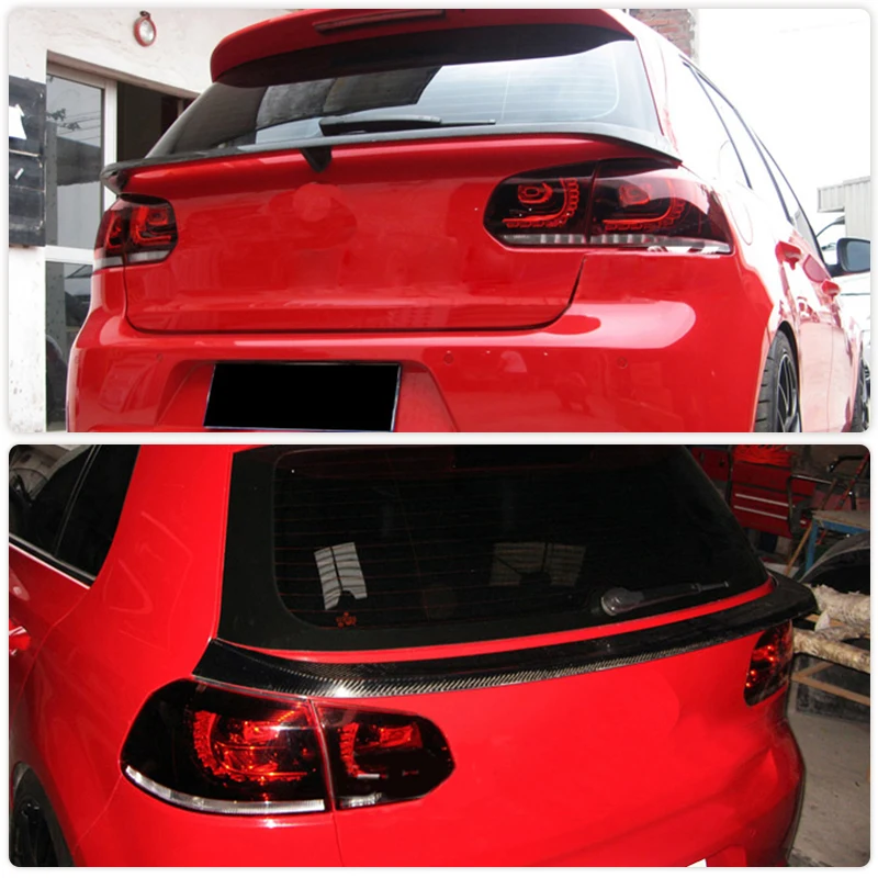 Car Rear Trunk Middle Wing Spoiler for Volkswagen VW Golf 6 MK6 GTI R20 2010-2013 Carbon Fiber Rear Trunk Spoiler Wing Lip