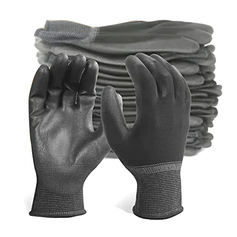 

24 Pieces/12 Pairs Security Protection PU Nitrile Rubber Safety Coated Work Gloves Mechanical Construction Working Glove For Man