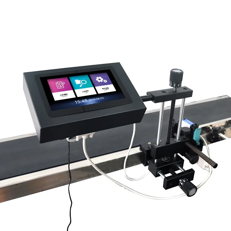 Top Sale Production Line Automatic QR Code Bar Code Date Inkjet Printing Machine With Bracket With Conveyor For Bottle Bag