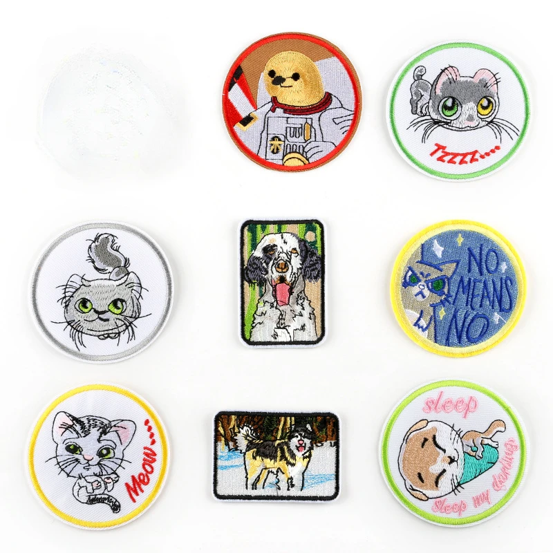 5 Stuks Nieuwe Prachtige Borduurwerk Doek Stickers Rond Schattig Dier Patch Kleding Accessoires Bagage Decoratie Accessoires