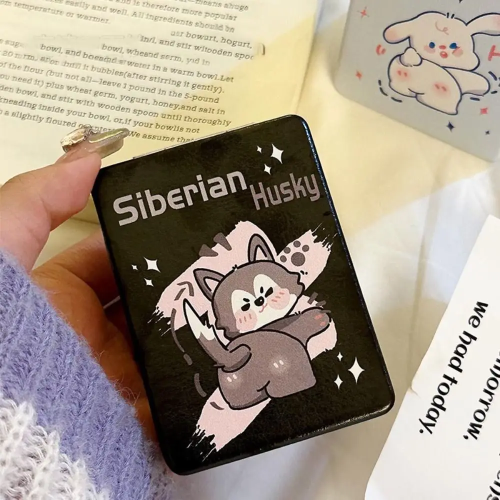 Niedlicher faltbarer Make-up-Spiegel aus PU, faltbar, hochauflösend, faltbar, Kosmetikspiegel, Katze, Panda, rechteckiger Taschenspiegel, Waschtischwerkzeuge