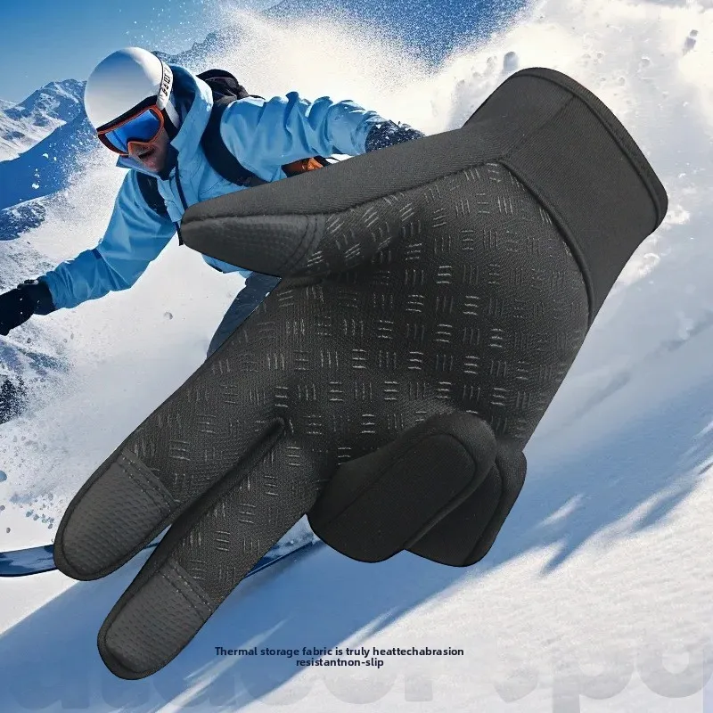 Winter Touchscreen Motorcycle Gloves - Zipper Design Waterproof Thermal Gloves for Men & Women, Outdoor Riding