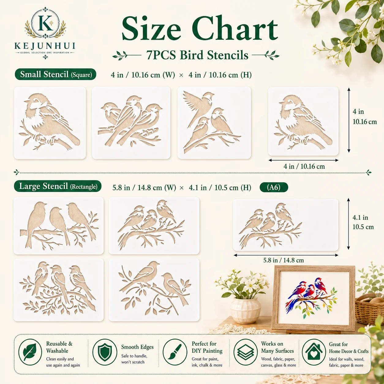 7Pcs Hummingbird Stencils Reus - đánh giá và giá Photography Model