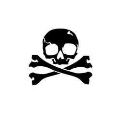 Car Sticker Personality Pirate Jolly Roger Skull PVC Car Decoration Sticker Waterproof Cover Scratch Black/White, 15cm*14cm