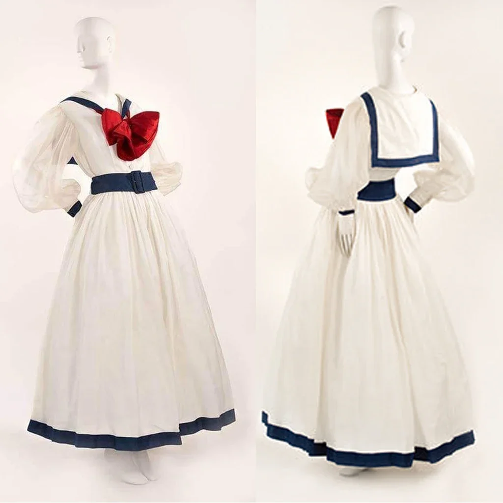 1900S Victorian Costume Ball Gown Retro White Sailor Dress Women Retro Evening Dress Custom Made