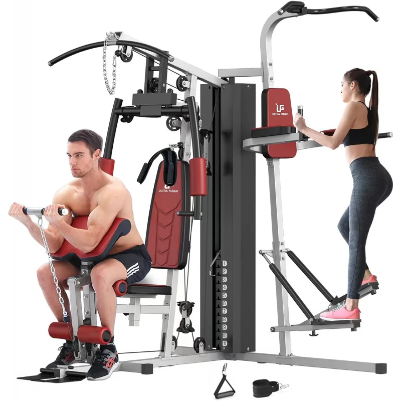 CMultifunctional Home Gym Equipment Workout Station with Pulley System,Arm,and Leg Developer for Full Body Training