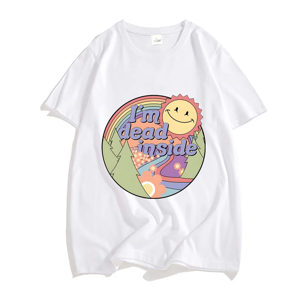 I\'m Dead Inside Dolphin Shirts Sun Graphic T-shirt 100% Cotton Tees Men/women Casual T Shirt Summer Fashion Short Sleeve Tshirt