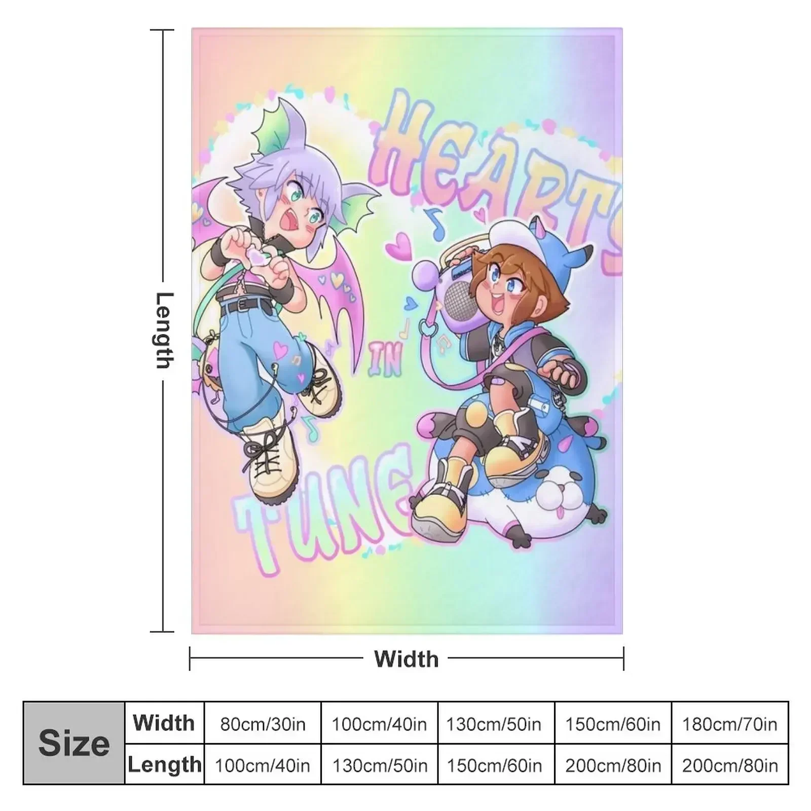 Hearts in Tune (BLANKET & rainbow BG) Throw Blanket Camping bed plaid Soft Beds Soft Plaid Blankets