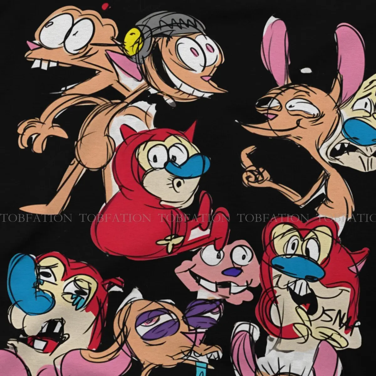 Show The Ren & Stimpy Show Anime Men T Shirt Cotton Fashion O-Neck TShirt Harajuku Streetwear