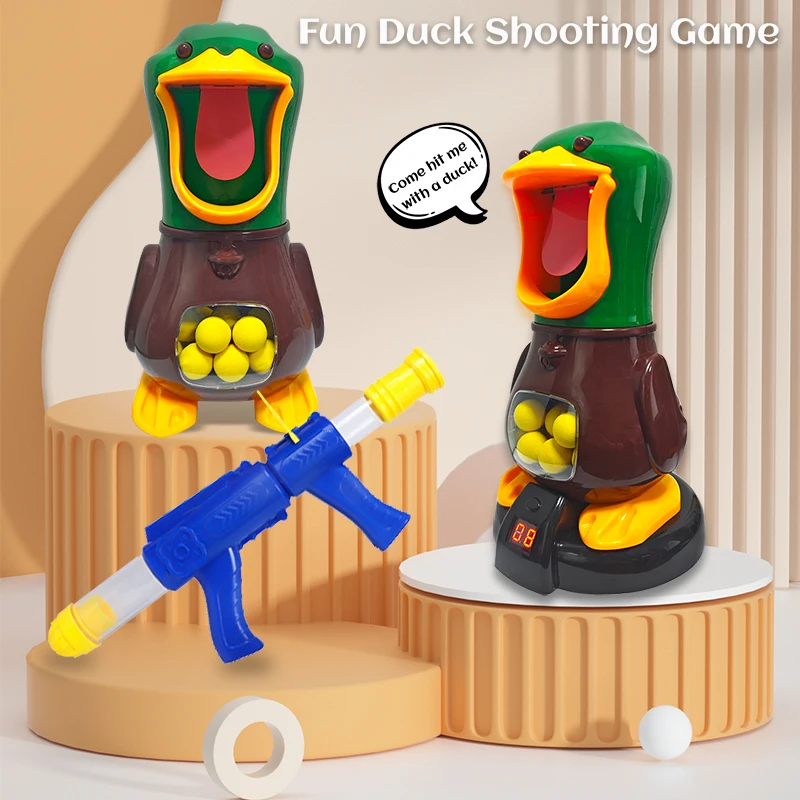 Large Size Hungry Shooting Duck Toys Air-powered Gun Soft Bullet Ball Electronic Scoring Games Target Practice Gun Kids Toys