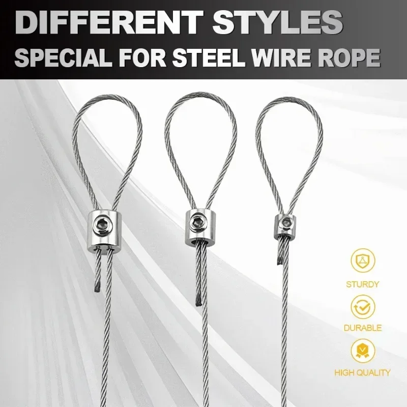 ZEXEF 10-50 قطعة أسلاك الفولاذ حبل المشبك الفولاذ المقاوم للصدأ كابل معلق كليب ثقب مزدوج مسامير قابلة للتعديل ملحقات الأجهزة الثابتة #5