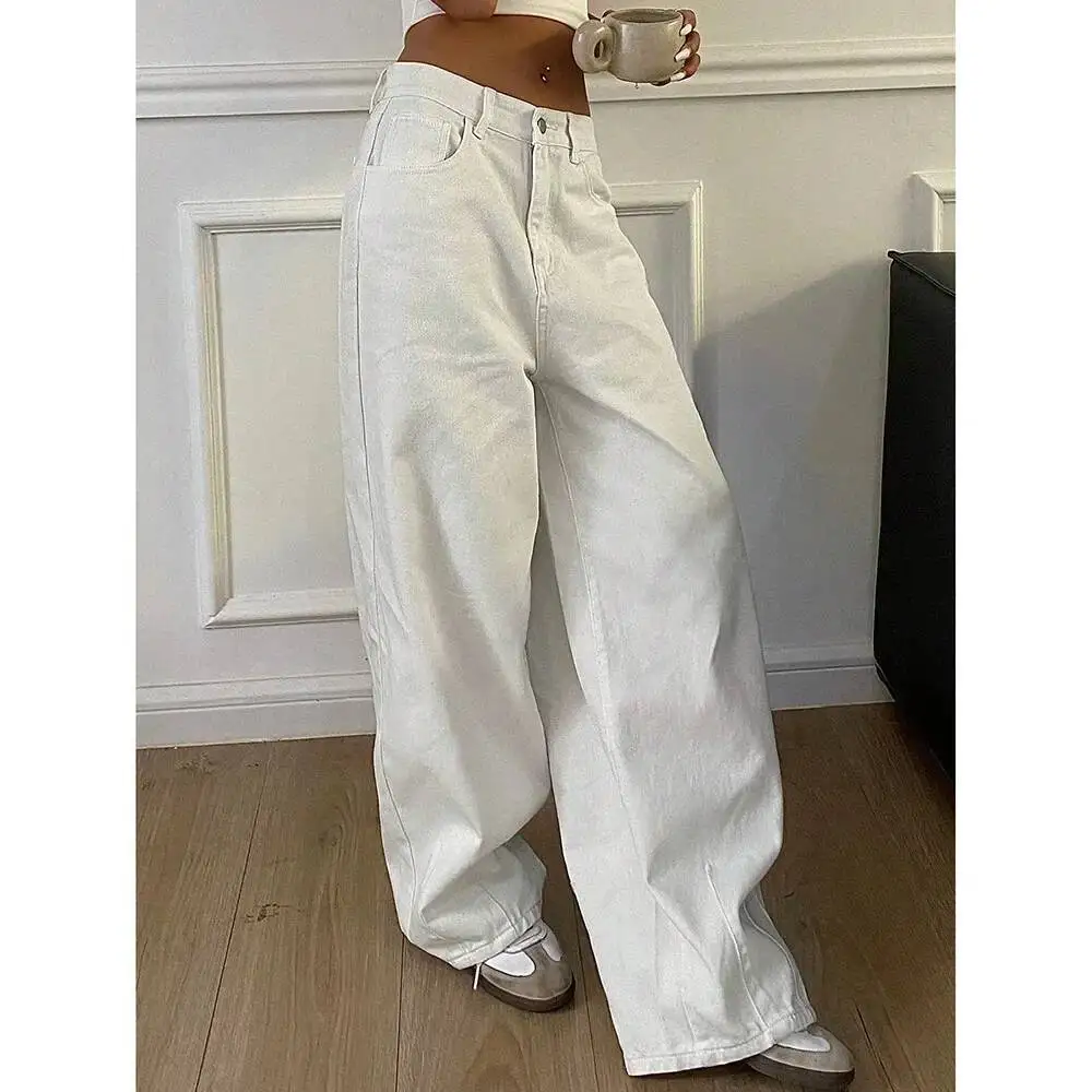 

Jeans Women Wide Leg Pants Denims Loose Trousers Streetwear High Waist Distressed Washed Pockets 2025 Basis Floor Length