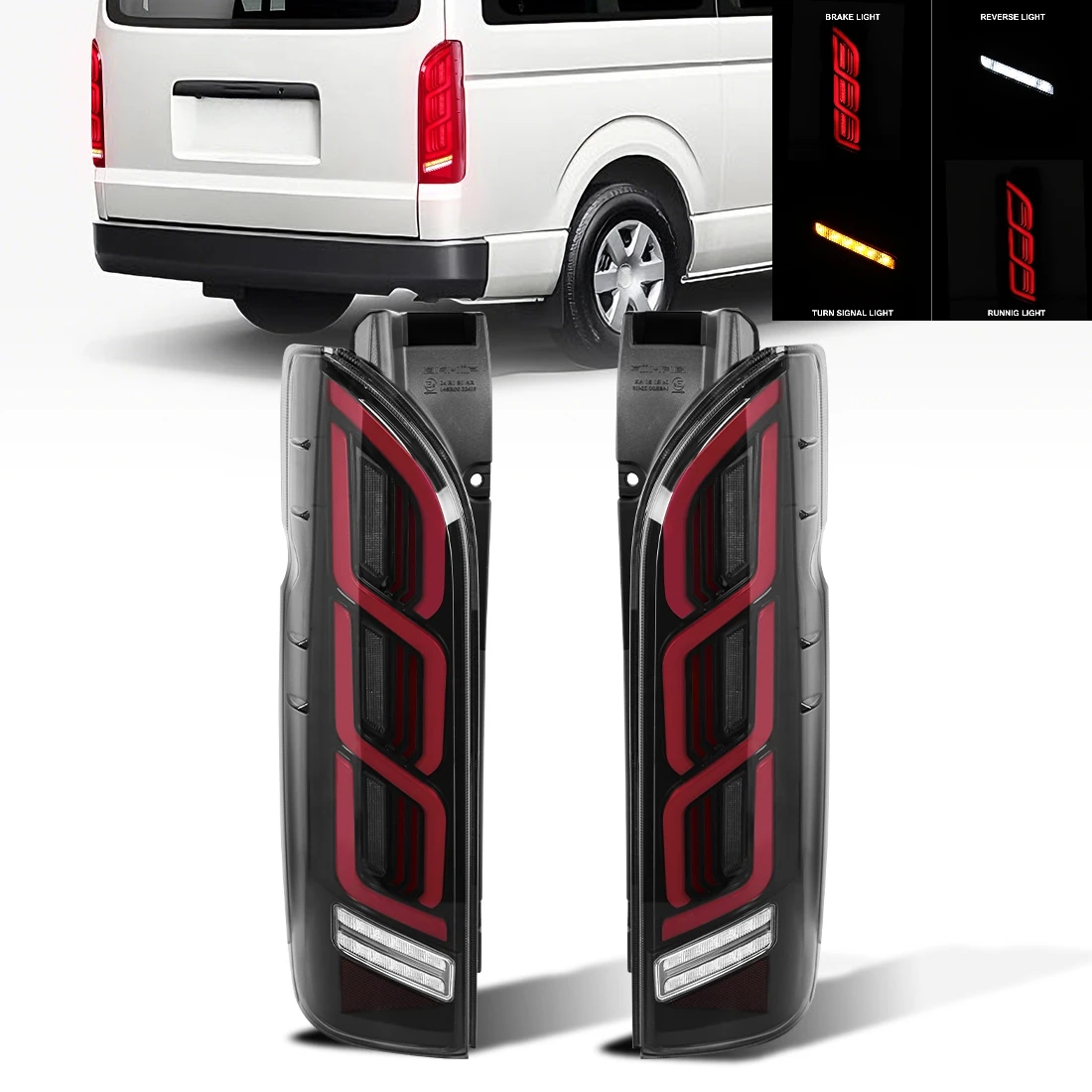 

LED Tail Lights For Toyota Hiace 2005 2006 2007 2008 2009 2010 2011 2012-2018 Rear Brake Light Turn Signal Lamp Car Accessories