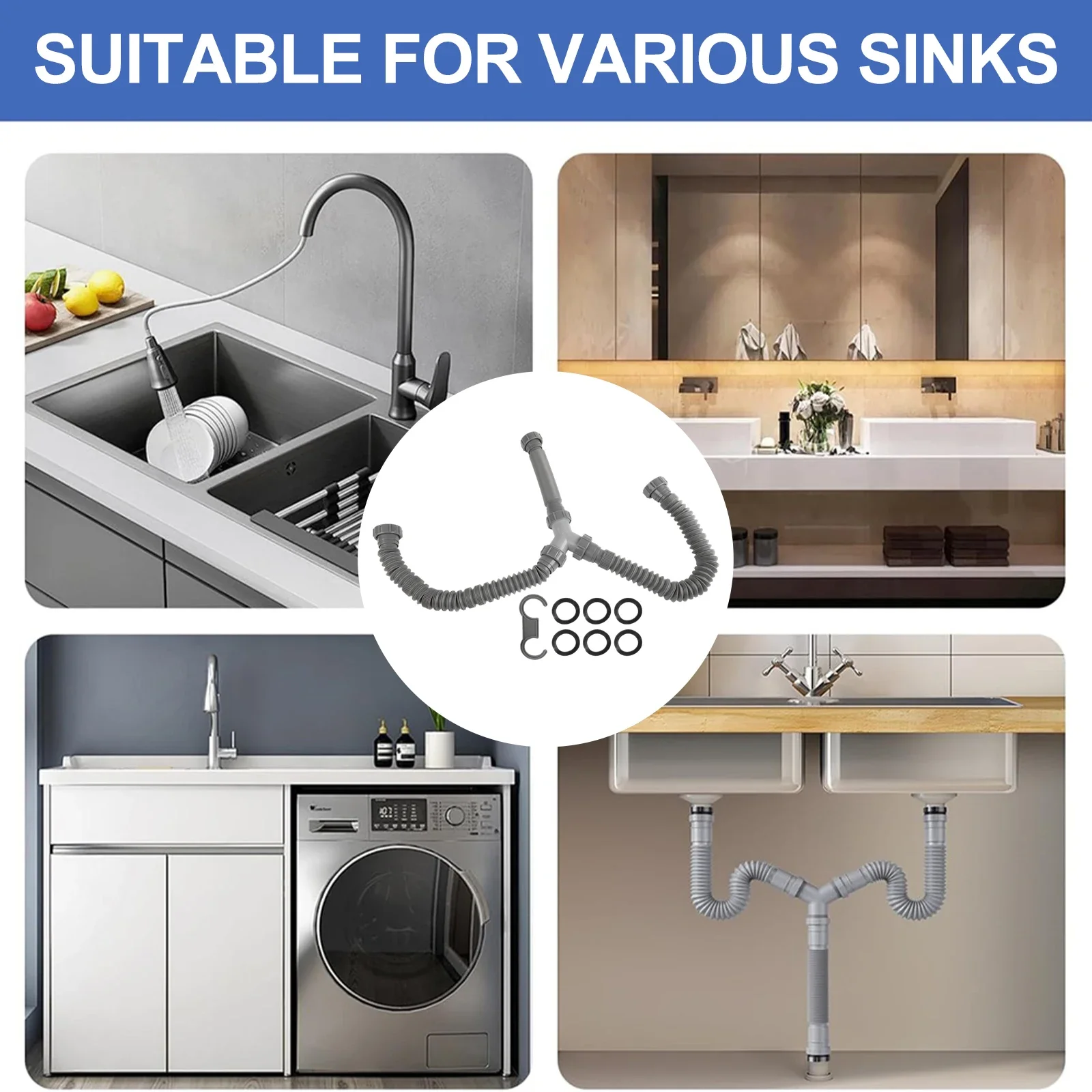 

Comprehensive Drainage Kit Adjustable P Trap Drainage Maintenance Easy Installation In Tight Spaces 20 To 80 Cm