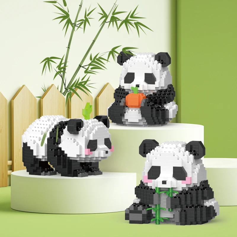 New Arrival Mini Cute National Tide Panda Micro Assembled Animals Building Blocks Diy Creative Cartoon Ornament Toys For Kids