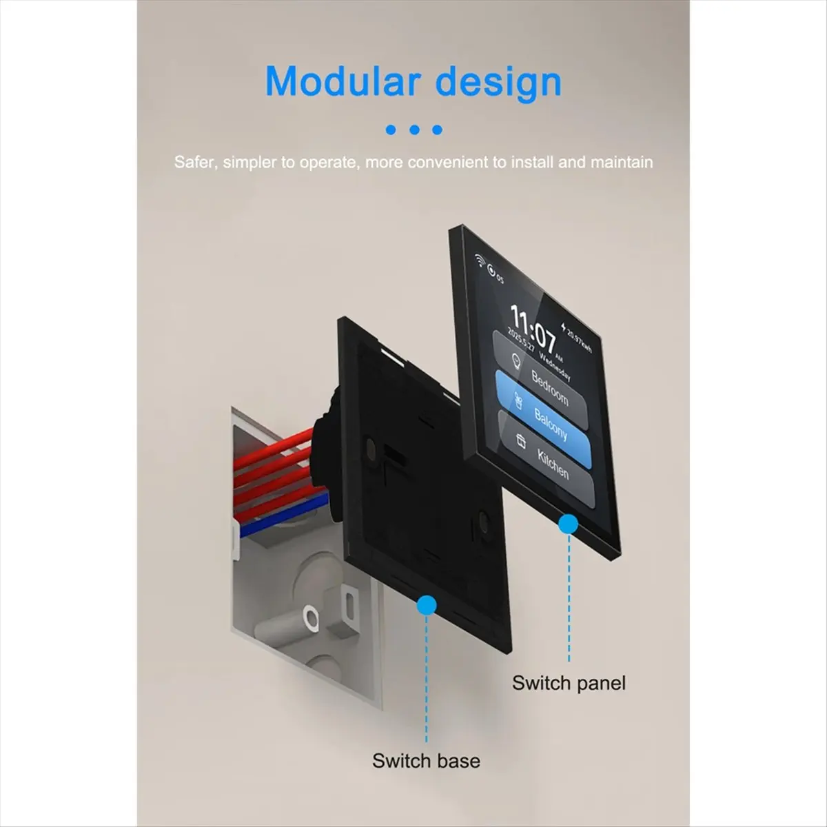 Tuya WiFi 4inch Touch Screen Smart Switch Support 1/2/3Gang/Curtain/Roller Blind Switch 6in1 Multi Language for