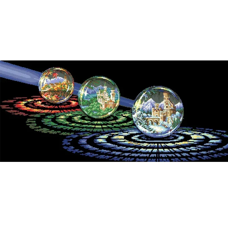 Hermoso kit de punto de cruz bordado contado, cuerpo celeste, universo nocturno, pueblo astronómico en la bola de cristal