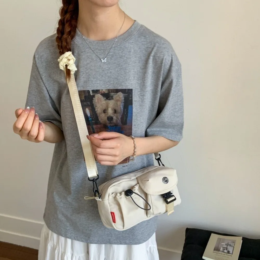 

Simple Solid Color Light Weight Bag Multipocket Adjustable Strap Nylon Cross Body Bag Casual Leisure Women's Handbags Outdoor