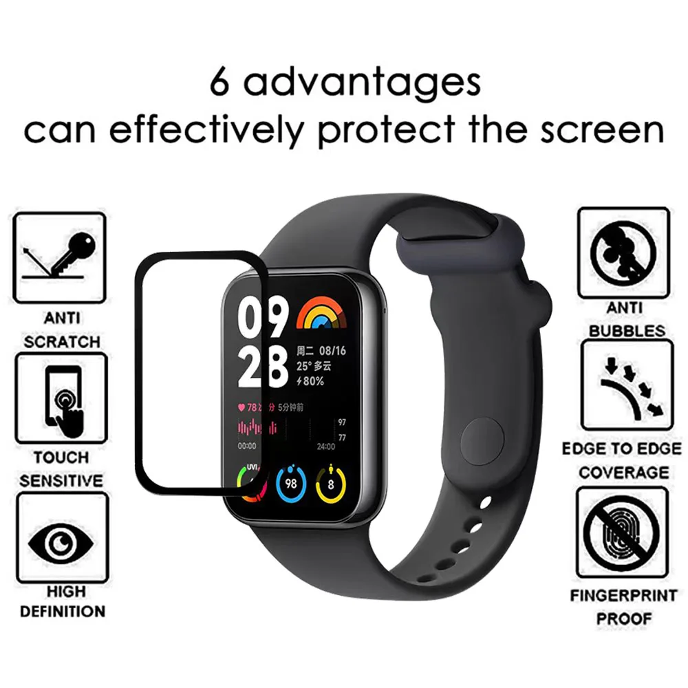 Xiaomi Mi Band 8pro用スクリーンプロテクター,湾曲した複合フィルム,ガラスなし,1/3/5ユニット