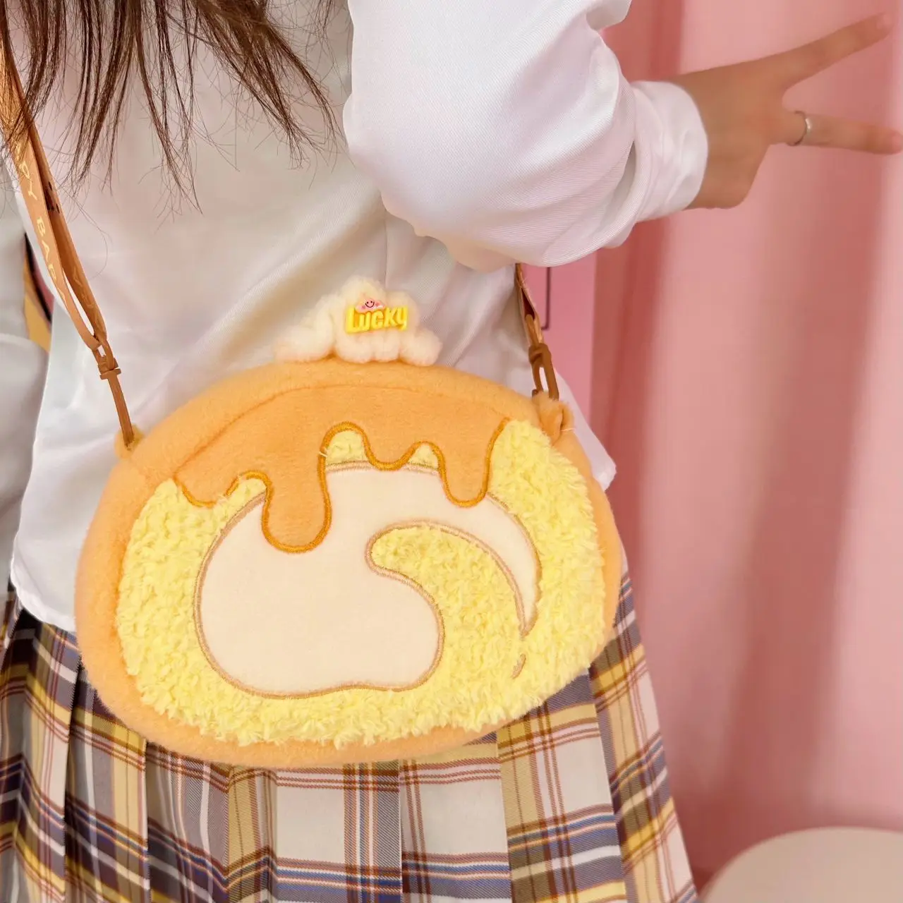 

JIAERDI милая милая кремовая сумка на плечо для торта, женская плюшевая мягкая круглая сумка большой вместимости, женские сумки через плечо в японском стиле Лолиты 2025