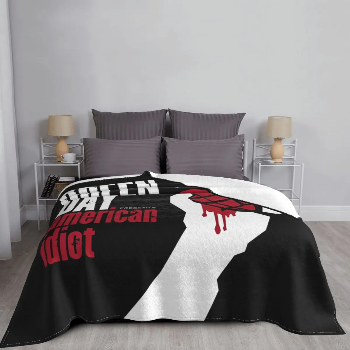 Green Day Punk Blanket Fleece Summer Autumn Winter American Idiot Albuum Multi-function Ultra-Soft Throw Blanket for Bed Office