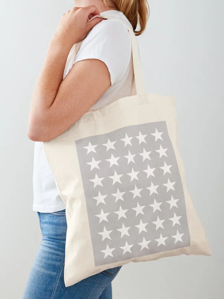 

Medium WHITE and SILVER GREY STARS Tote Bag cute tote bag canvas bags bags woman 2025 Women's handbag