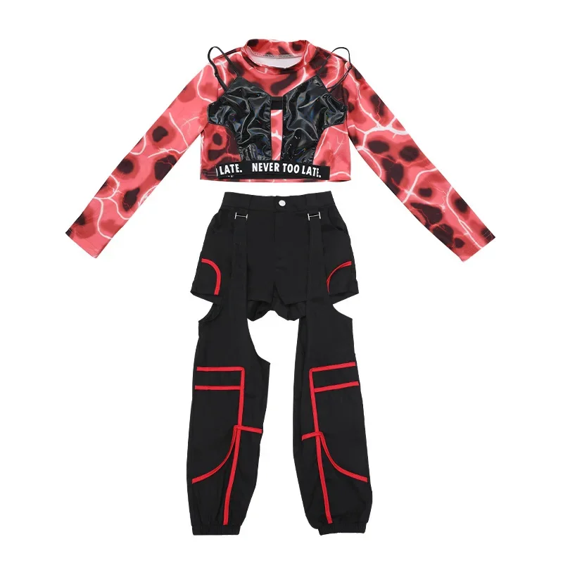 

Girls Jazz Dance Performance Set Fried Street Dance Children Hip Hop Fashion Clothes Cool Handsome Girl Runway Clothes