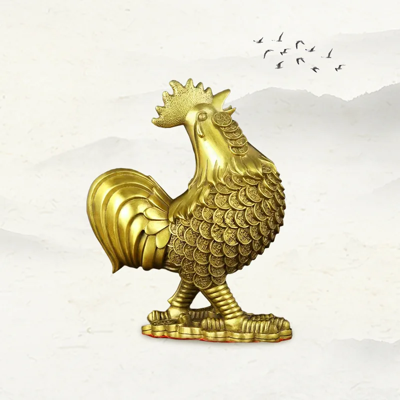 Brass figurines, twelve zodiac animals, money chicken, home decor, office and living room ornaments, wholesale from the