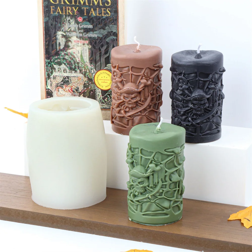 Terror Pirates Candle Mold Chocolate Cake Handmade Soap Plaster Resin Gypsum Silicone Mould Home Halloween Decoration Ornaments