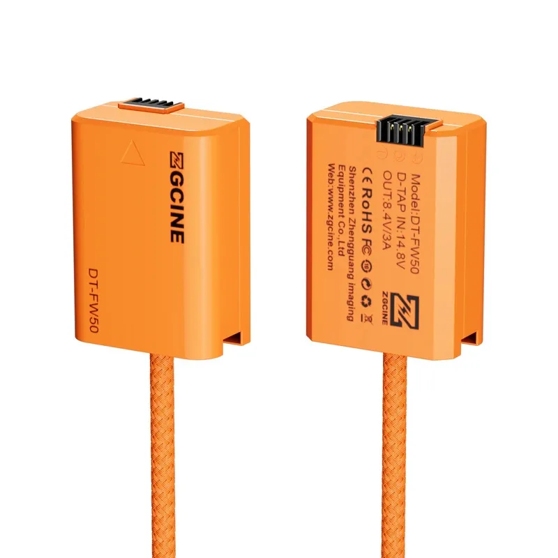 ZGCINE DT-FW50 D-Tap إلى NP-FW50 بطارية الدمية مع كابل سلك مضفر لسوني zv-e10 A7 A7M2 A7R2 A7S2 A6000 A6300 A6500