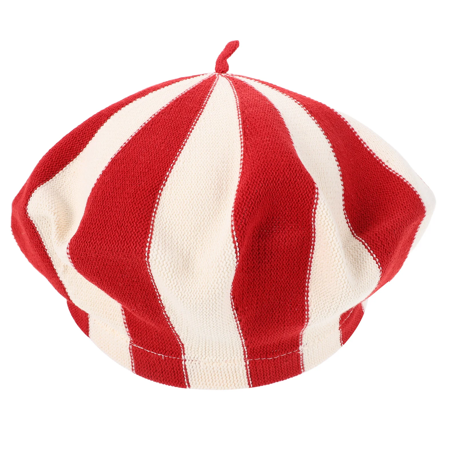 

Striped Beret Hat Women Vintage Knit French Cap Breathable Lightweight Cotton Headwear For Daily Party Outings Travel