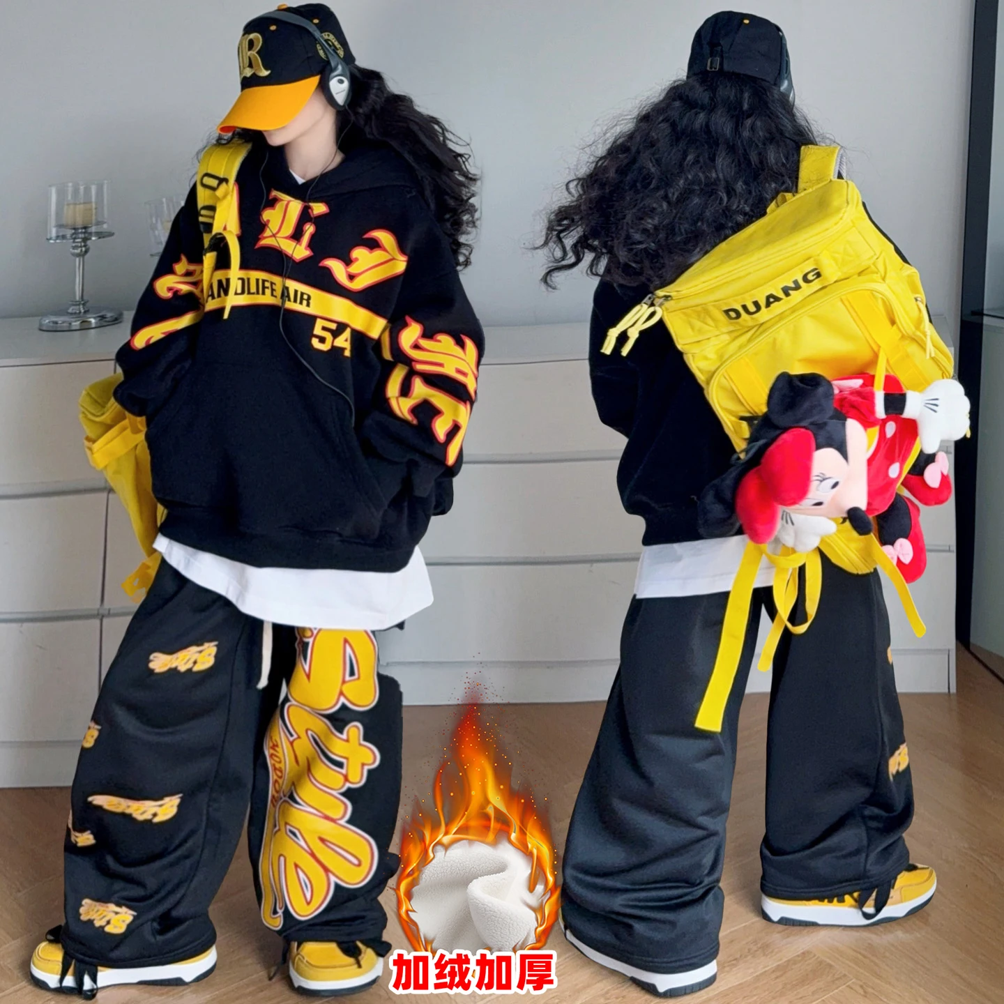 

Girls Streetwear Suit Children's Insulated Clothing Sets Winter Fleece 2 PCS Kids Sets Sport Suit for Boys Clothes Hoodie+Pants