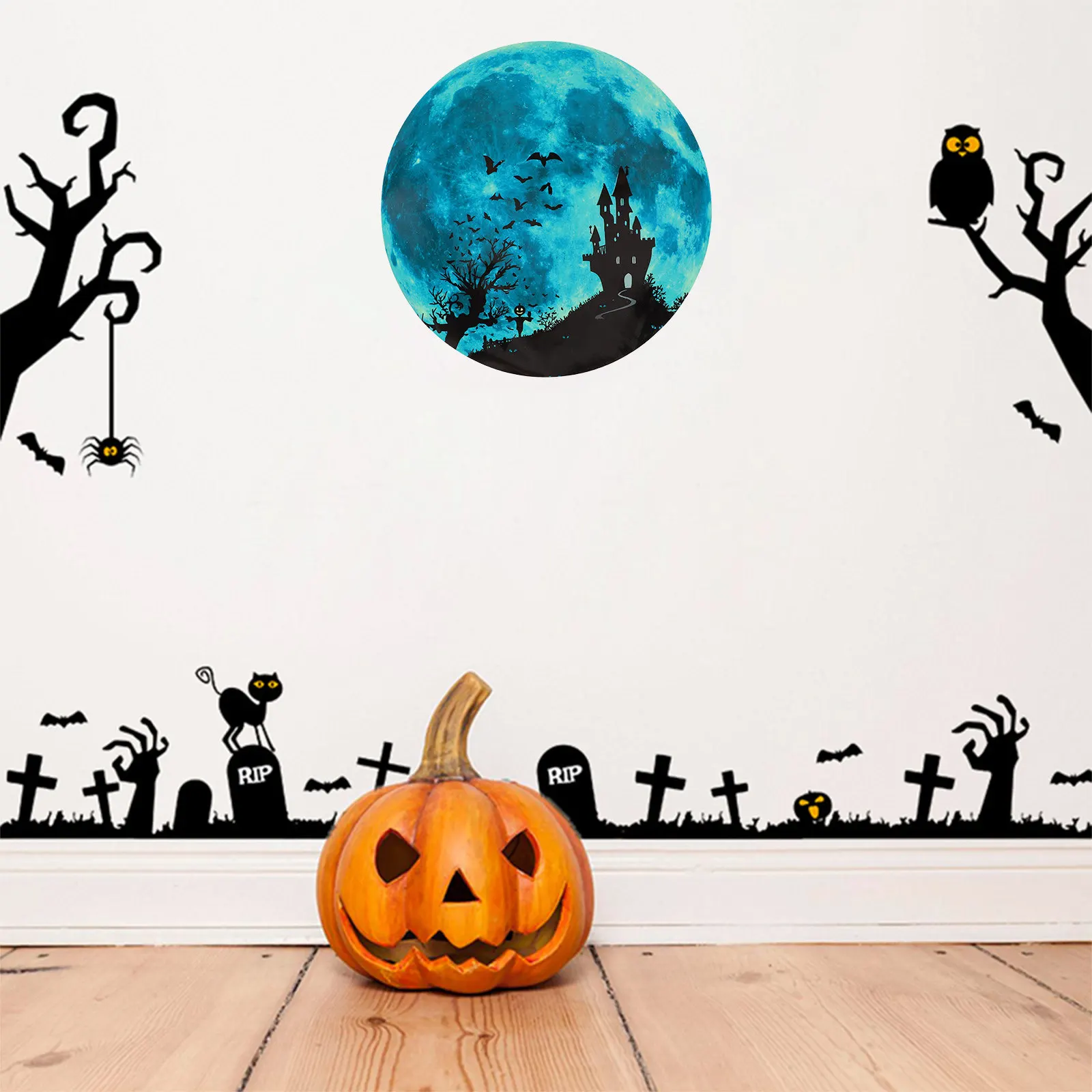 Светящиеся наклейки на стену, светящиеся наклейки в виде луны, съемные, самоклеящиеся, для потолка, окна, комнаты, ночник, украшение для вечеринки